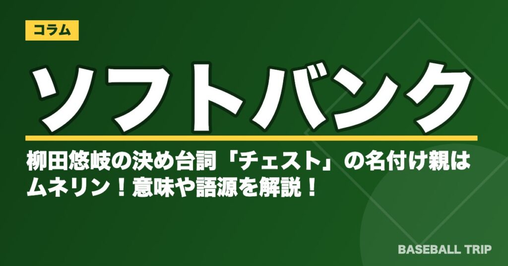 ソフトバンクの柳田悠岐の決め台詞「チェスト」の名付け親はムネリン！意味や語源を解説！