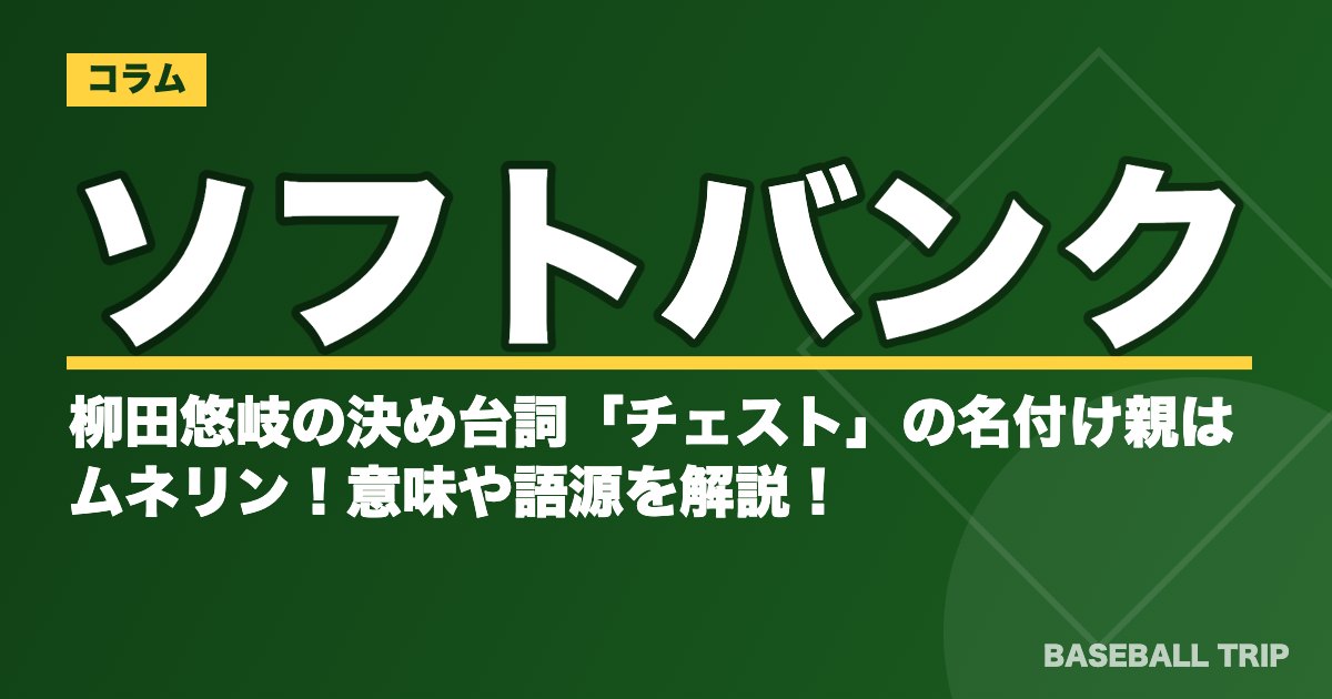 ソフトバンクの柳田悠岐の決め台詞「チェスト」の名付け親はムネリン！意味や語源を解説！