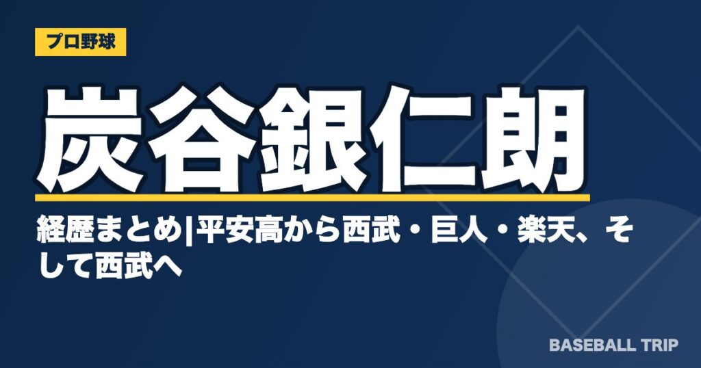 炭谷銀仁朗の経歴まとめ|平安高から西武・巨人・楽天、そして西武へ