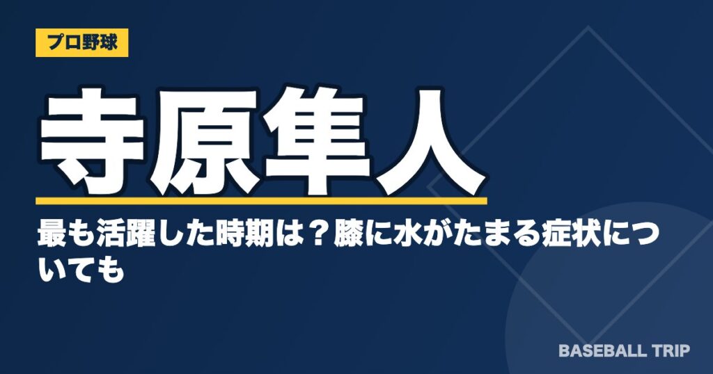 寺原隼人が最も活躍した時期は？膝に水がたまる症状についても