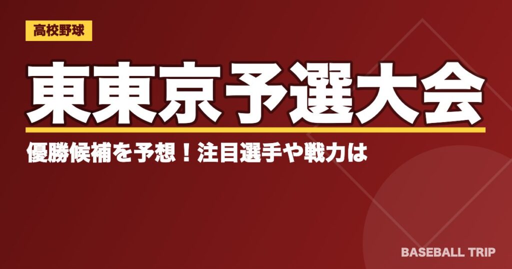 【2019夏季高校野球】東東京予選大会の優勝候補を予想!注目選手や戦力は?