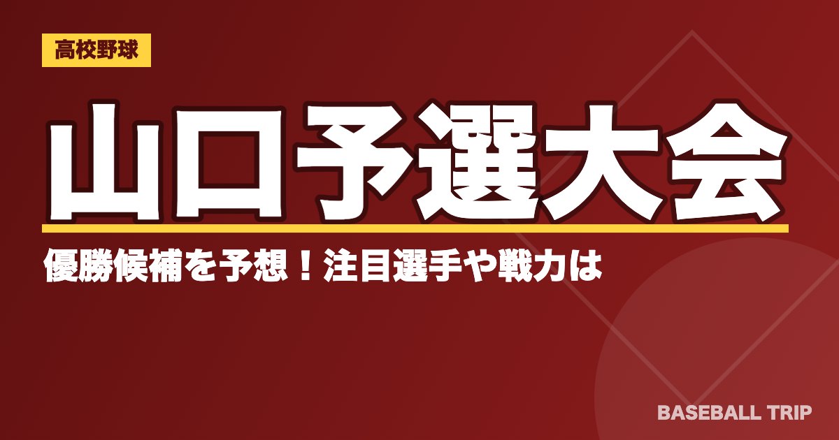 【2019夏季高校野球】山口予選大会の優勝候補を予想！注目選手や戦力は？