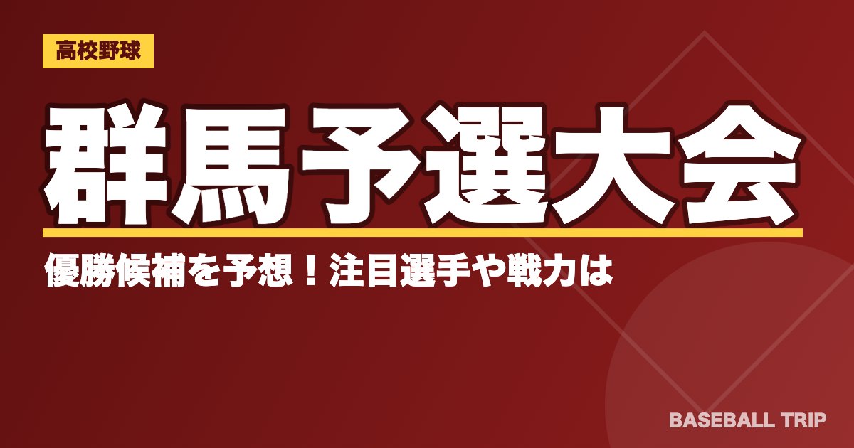 【2019夏季高校野球】群馬予選大会の優勝候補を予想！注目選手や戦力は？