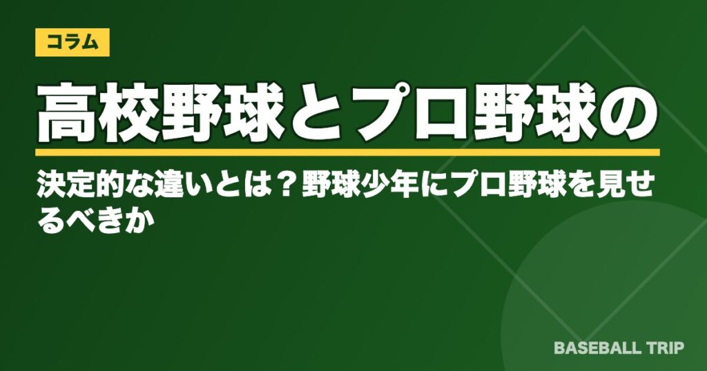 高校野球とプロ野球の決定的な違いとは？野球少年にプロ野球を見せるべきか？